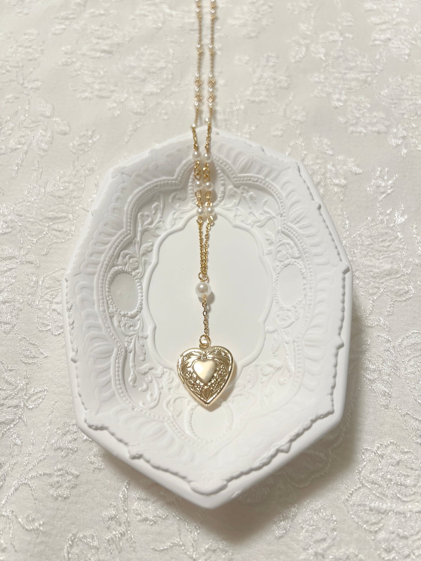 Dainty Pearl-Chain Gold Locket