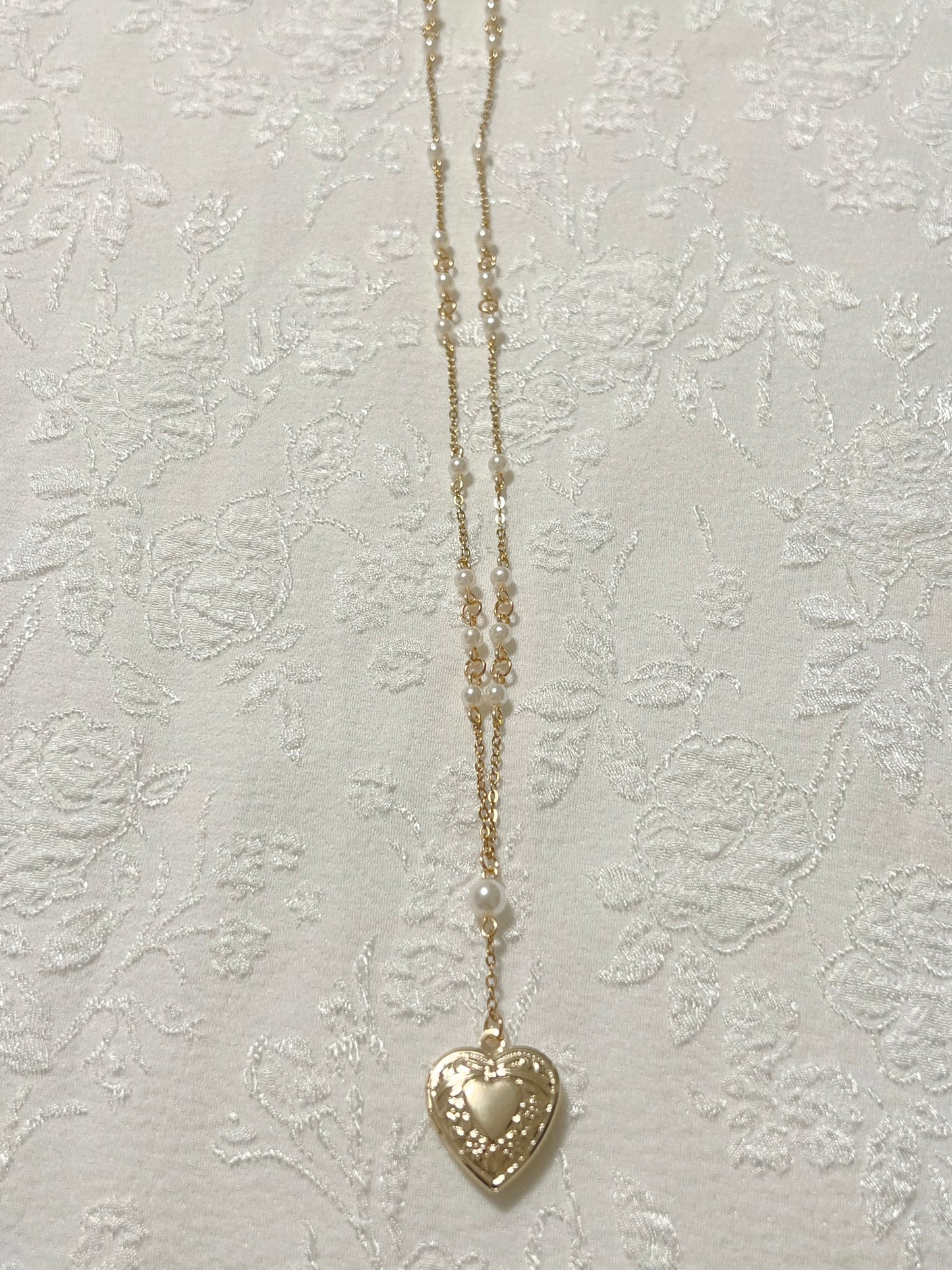 Dainty Pearl-Chain Gold Locket