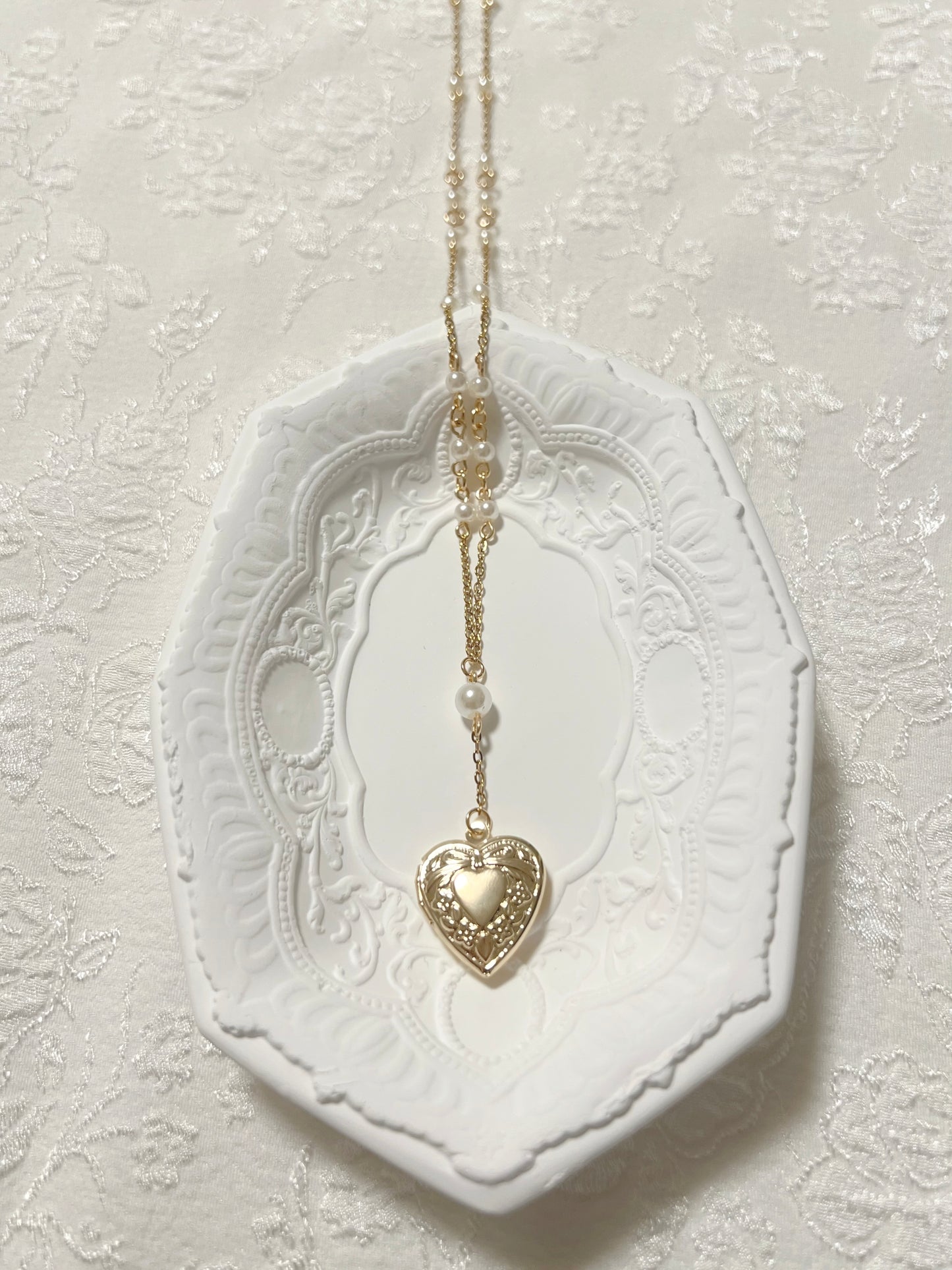 Dainty Pearl-Chain Gold Locket