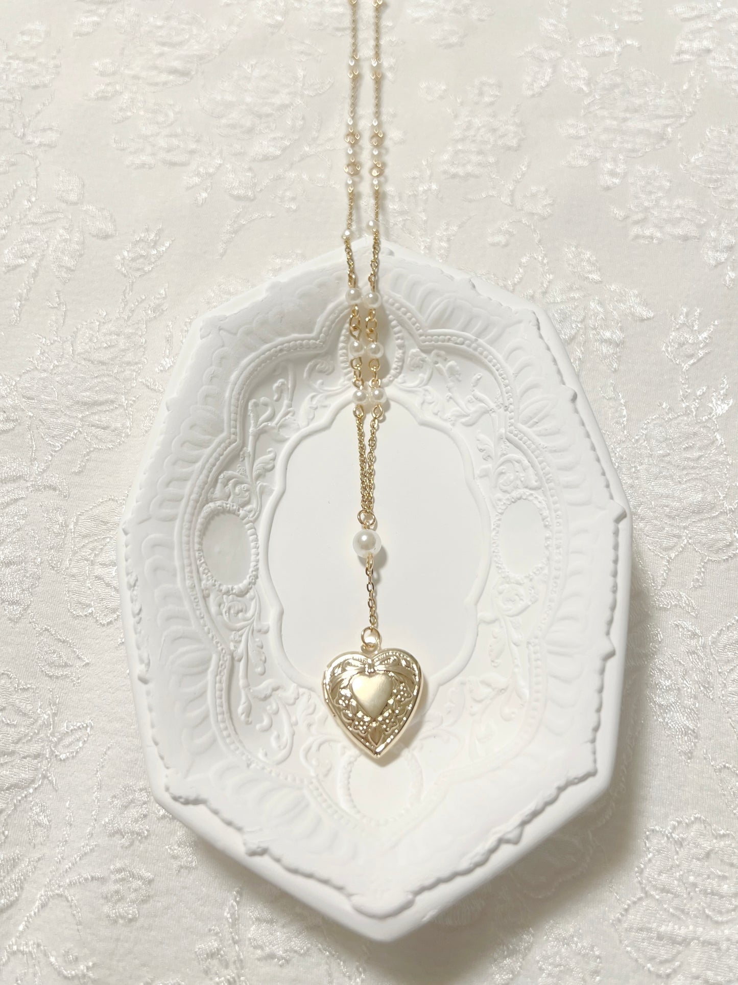 Dainty Pearl-Chain Gold Locket