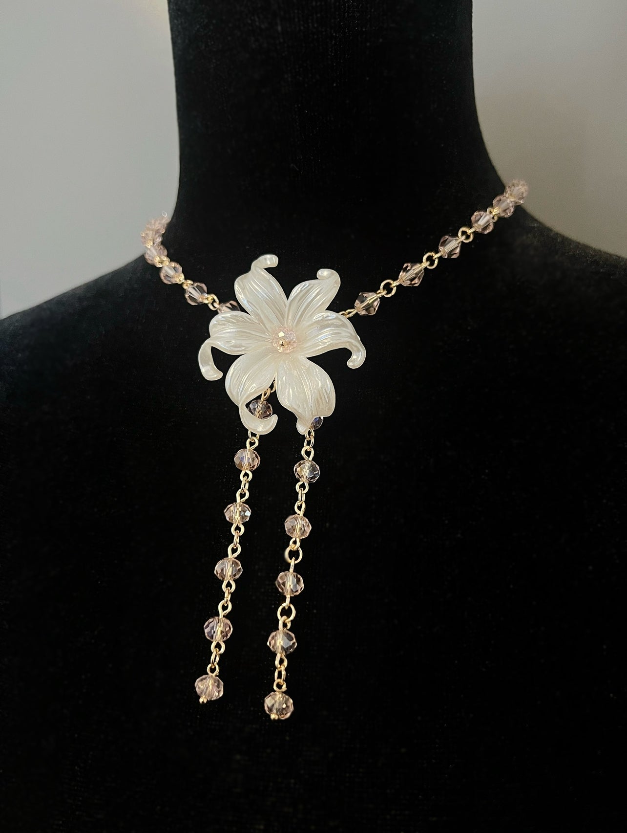 Pink Bead Iris Necklace