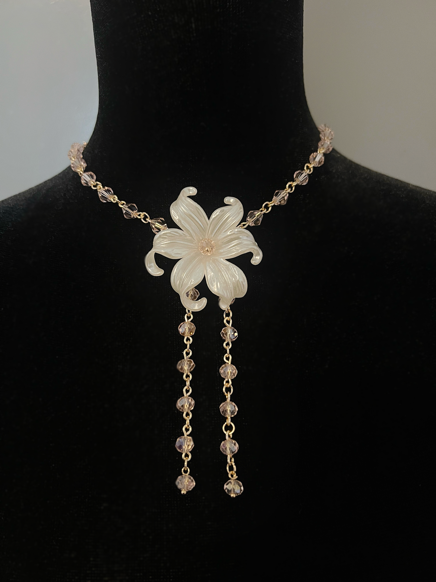 Pink Bead Iris Necklace