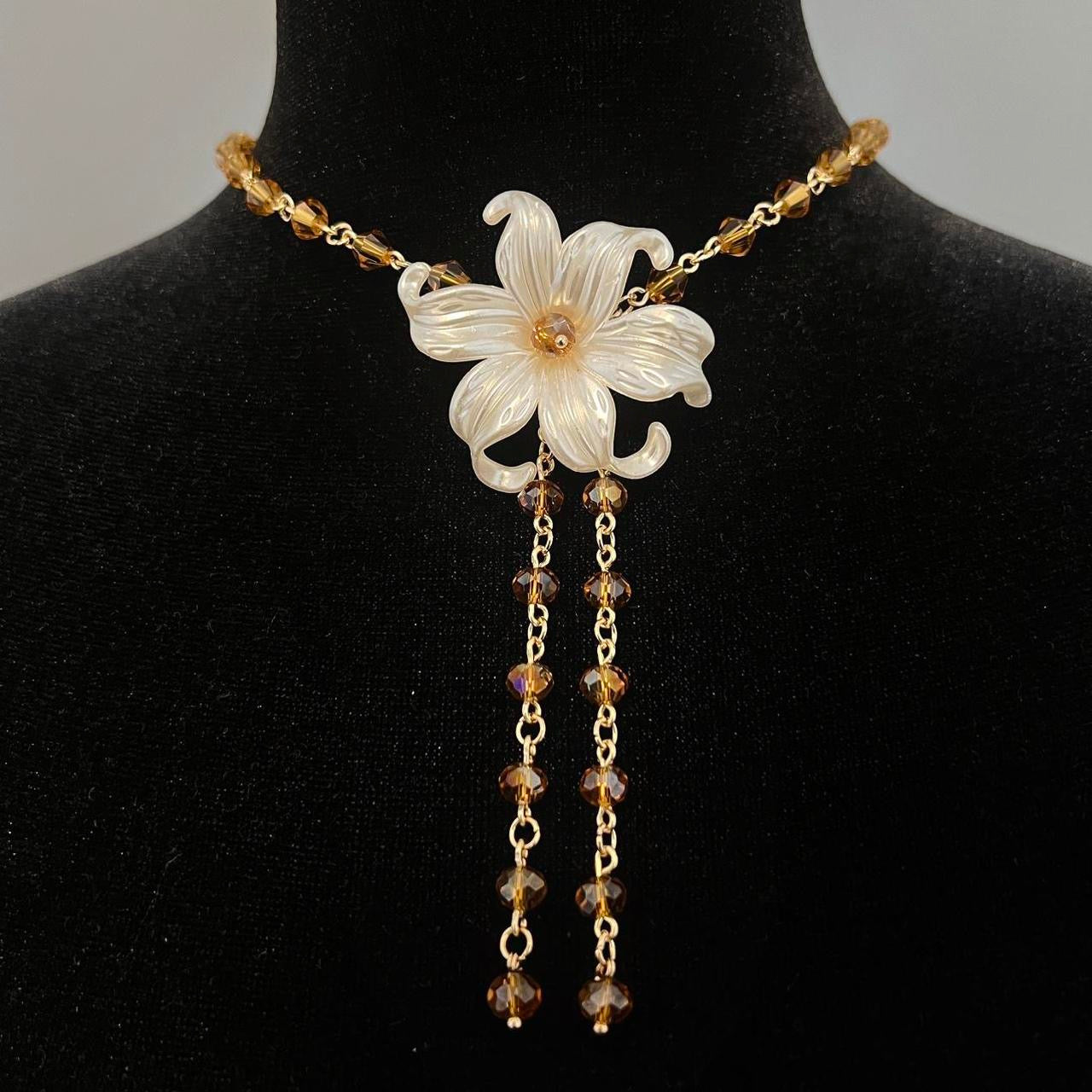 Honey Bead Iris Necklace