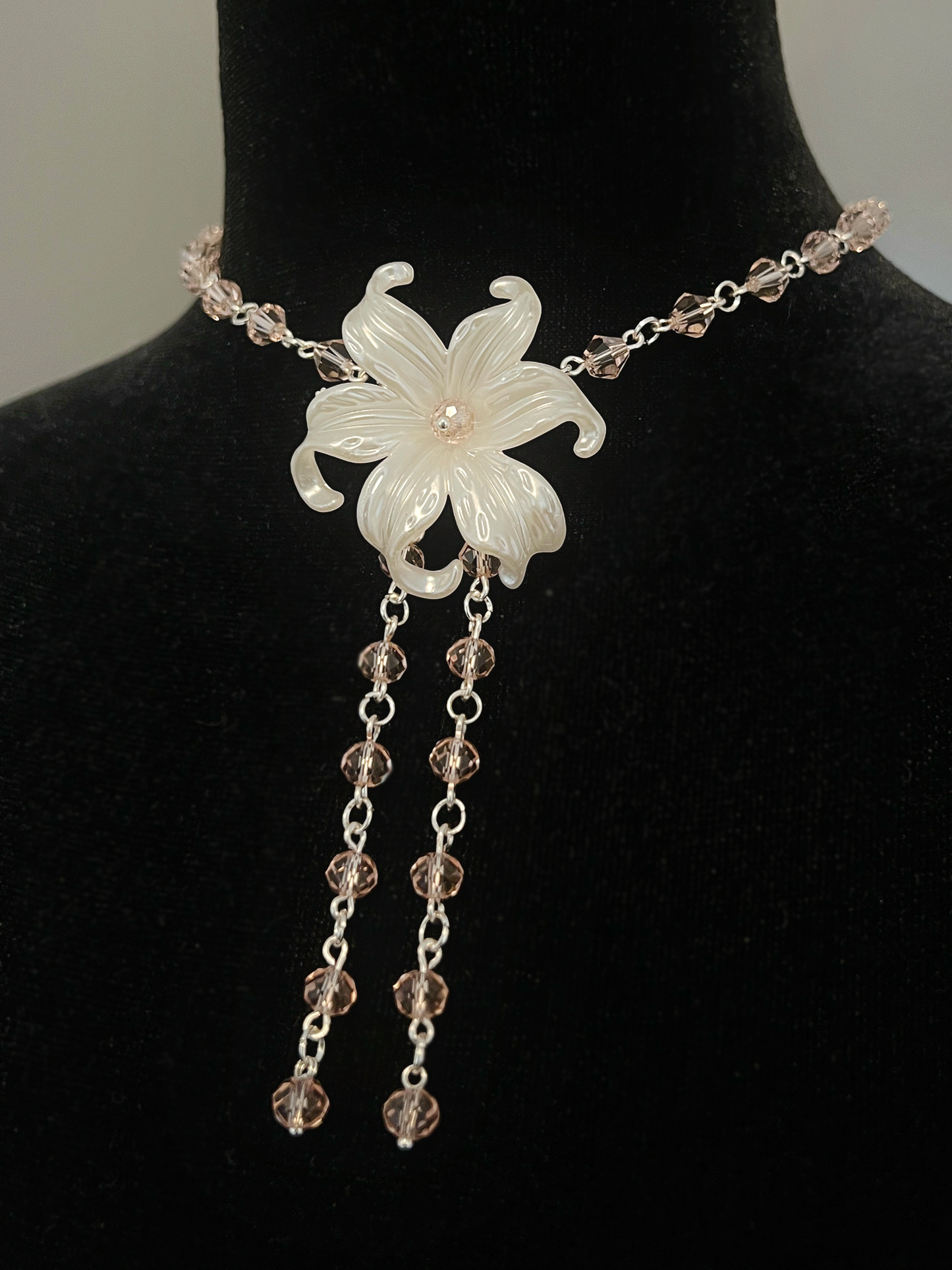 Pink Bead Iris Necklace