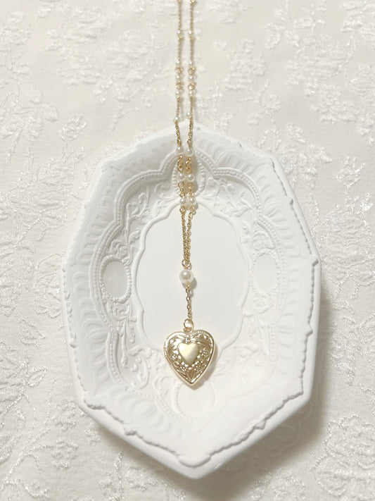 Dainty Pearl-Chain Gold Locket