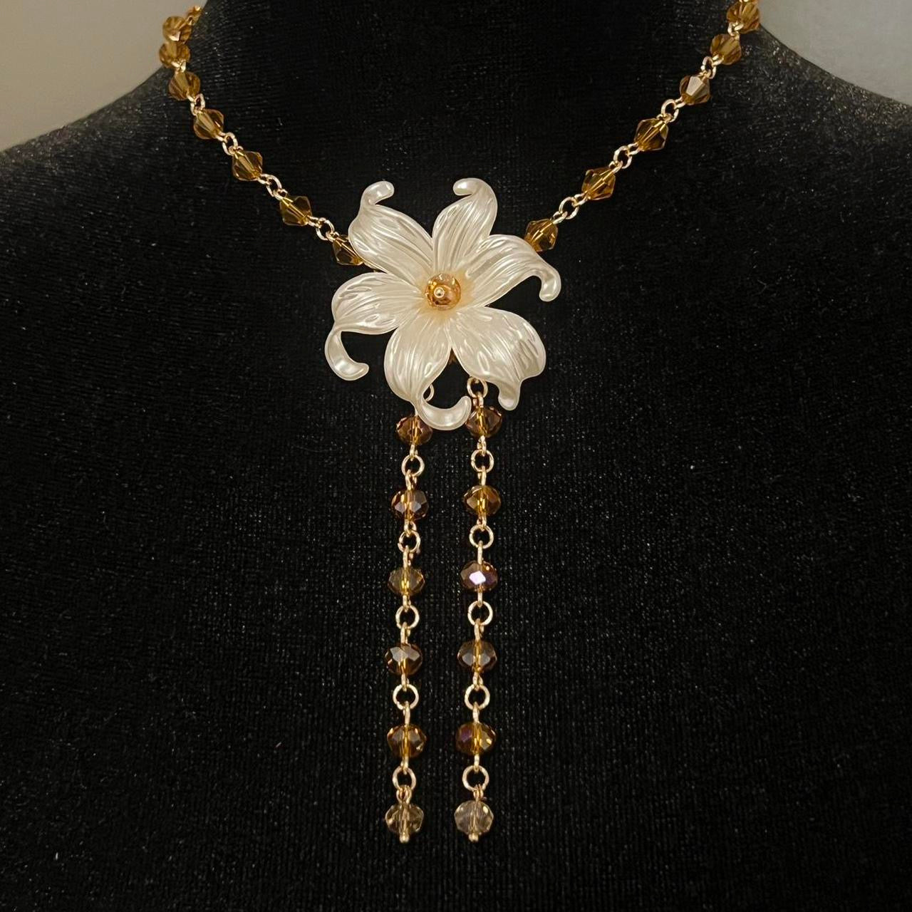 Honey Bead Iris Necklace